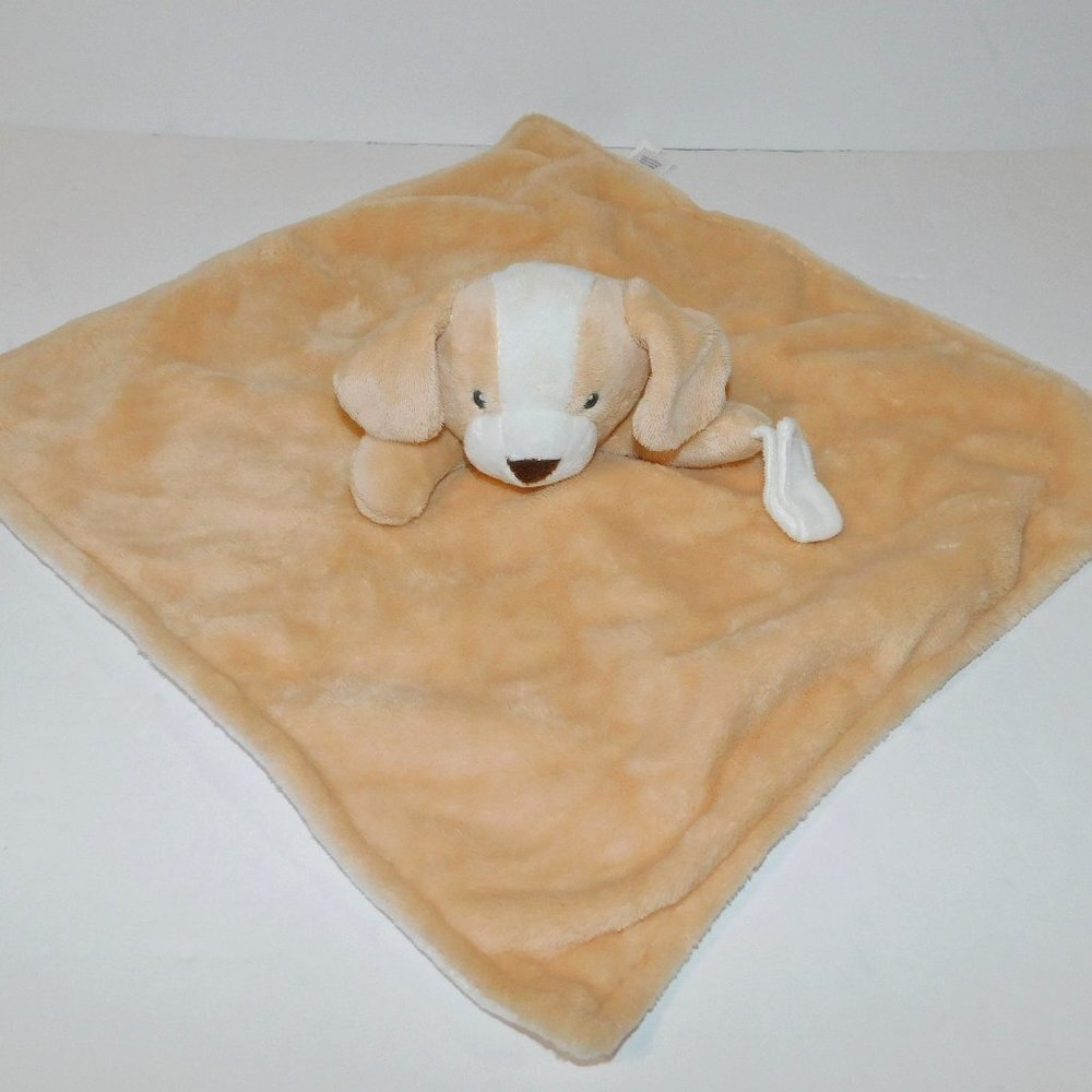 Carters Tan Brown Puppy Dog Security Blanket with Pacifier Holder #67360 lovey